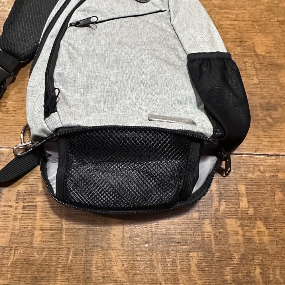 Versatile Gray Sling Backpack With Multiple Compa… - image 6